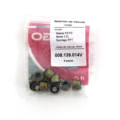 (pacote 08 peças) Retentor de Válvula Kia Besta 2.2 e Sportage Diesel - Mazda FE/F2