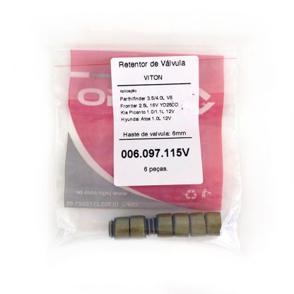 (pacote 06 peças) Retentor de Válvula Nissan Panthfinder 3.5/4.0 v6 e Frontier 2.5 16v - Kia Picanto/Hyundai Atos