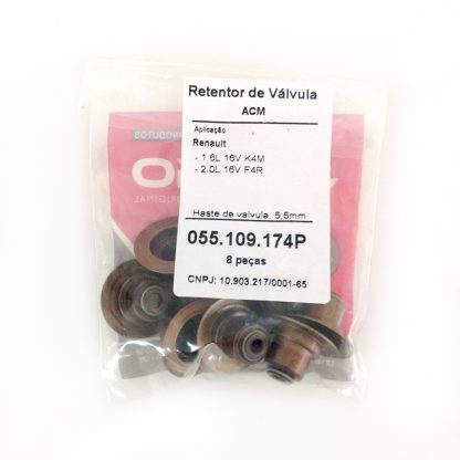 (pacote 08 peças) Retentor de Válvula Renault 1.6 16v k4m/2.0 16v F4R (poliacrílico)