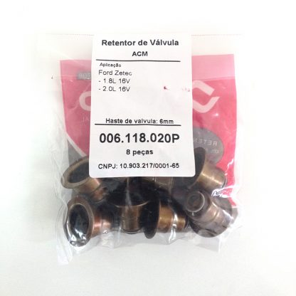 (pacote 08 peças) Retentor de Válvula Ford Zetec 1.8/2.0 16V - Jago (poliacrílico)