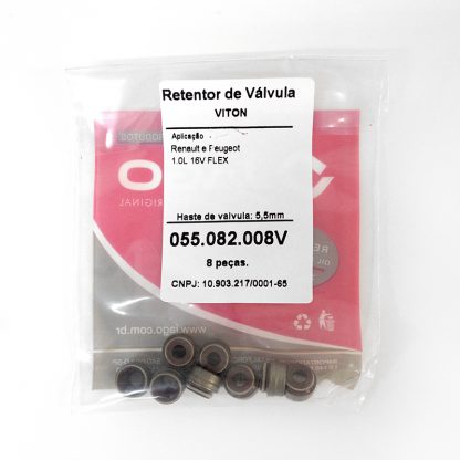 (pacote 08 peças) Retentor de Válvula Renault e Peugeot 1.0L 16V (moderno) - Flex - Jago