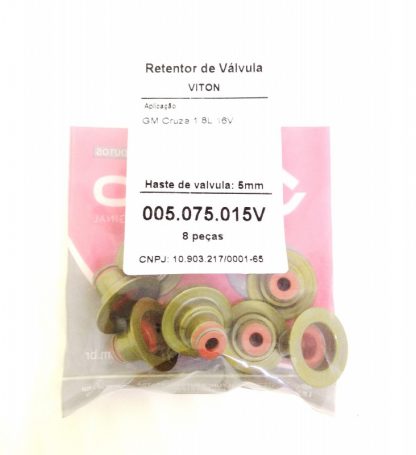 (pacote 08 peças) Retentor de Válvula GM Ecotec 1.8L 16V - Cruze e Tracker (Após 13) Ecotec 1.6L 16V - Sonic - Jago