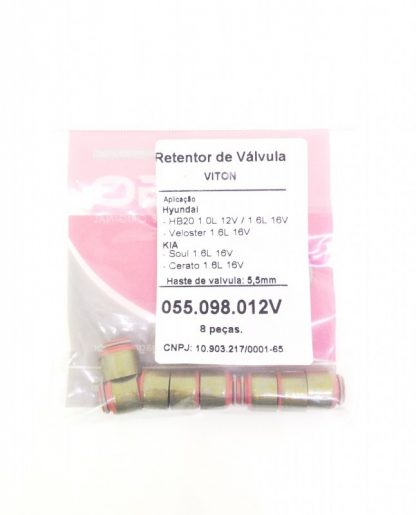 (pacote 08 peças) Retentor de Válvula Hyundai HB20 1.0L 12V/1.6L e Veloster 1.6 16V/Kia  Soul 1.6L 16V e Cerato - Jago