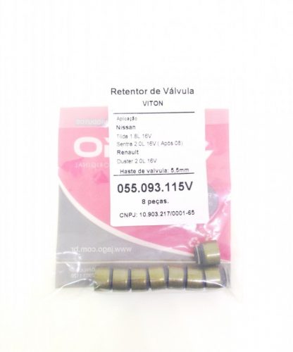 (pacote 08 peças) Retentor de Válvula Nissan Tiida 1.8L 16V e Sentra 2.0L 16V (após08)/Renault  Duster 2.0L 16V - Jago