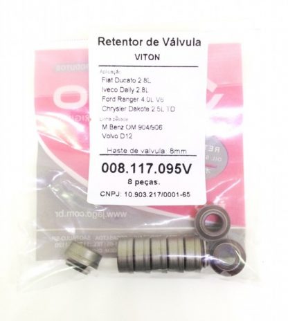 (pacote 08 peças) Retentor de Válvula Fiat Ducato 2.8/Iveco Daily 2.8/Ford Ranger 4.0 V6/Chrysler Dakota 2.5 TD/ M. Benz
