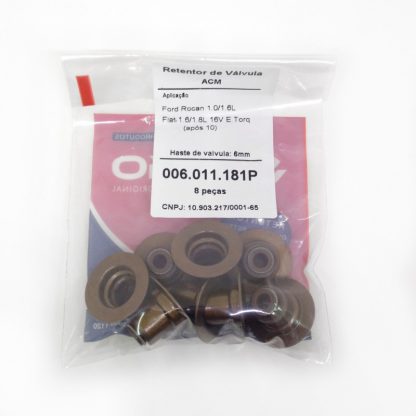 (pacote 08 peças) Retentor de Válvula Ford Rocan 1.0/1.6 - Fiat 1.6/1.8 16V E.Torq (após 10) - Jago (poliacrílico)