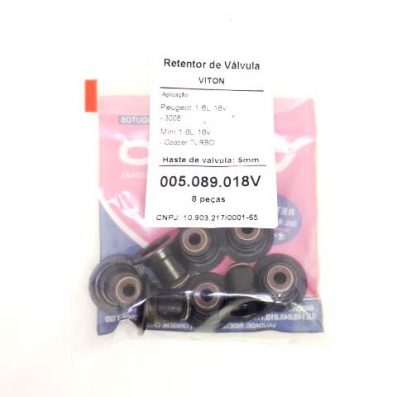 (pacote 08 peças) Retentor de Válvula Peugeot 1.6 16V 3008 / Mini Cooper 1.6 16V Turbo - Jago